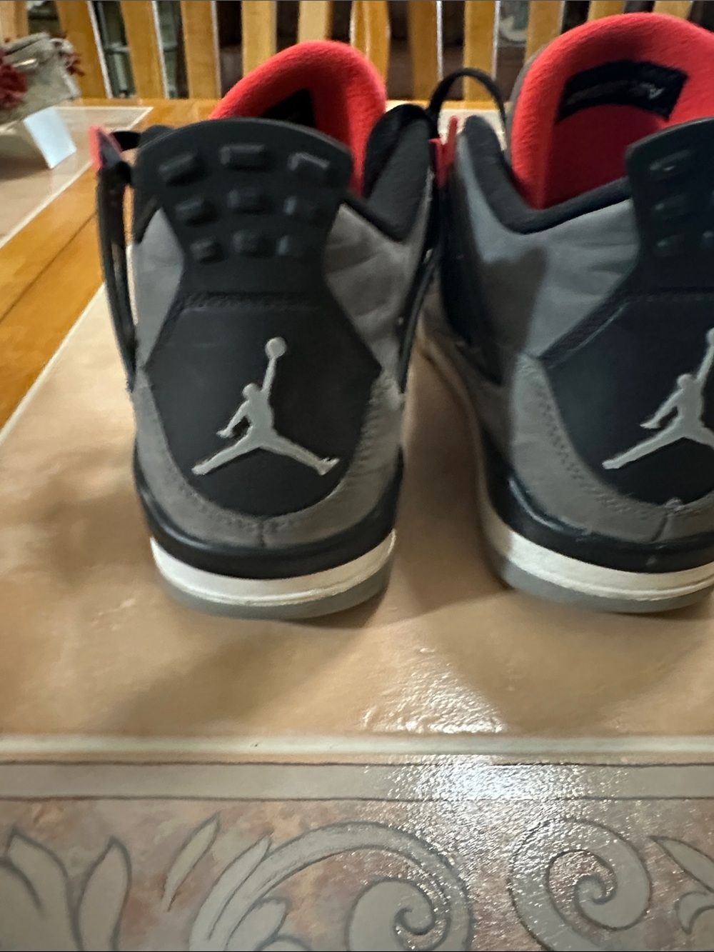 Jordan Men’s 4 Retro Sneakers - Gray and Red - Picture 8 of 11